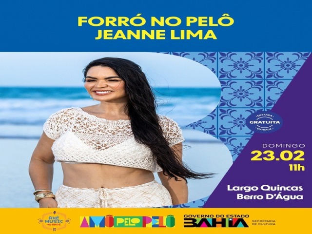 Jeanne Lima faz show pelo projeto Verão Axé 40 anos, nesse Domingo, no Largo Quincas Berro D’água
