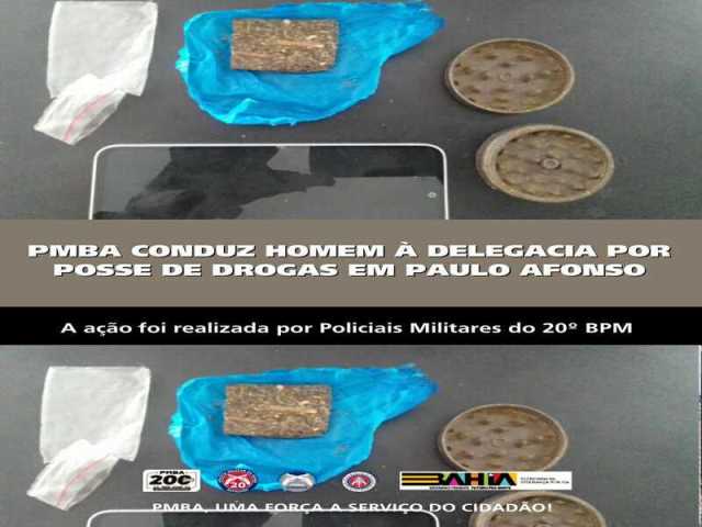 POLICIA MILITAR CONDUZ HOMEM À DELEGACIA POR POSSE DE DROGAS EM PAULO AFONSO