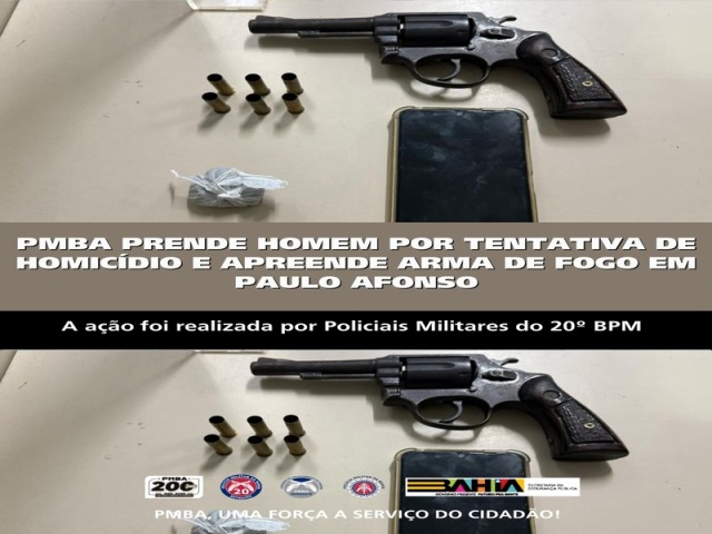 POLICIA MILITAR PRENDE HOMEM POR TENTATIVA DE HOMICÍDIO E APREENDE ARMA DE FOGO EM PAULO AFONSO