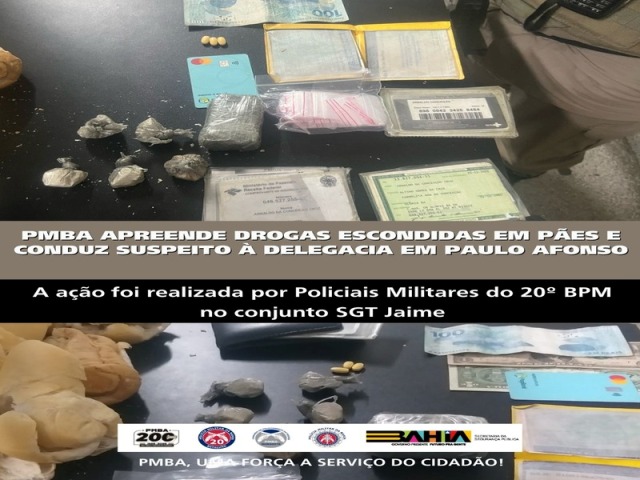 POLICIA MILITAR APREENDE DROGAS ESCONDIDAS EM PÃES E CONDUZ SUSPEITO À DELEGACIA EM PAULO AFONSO