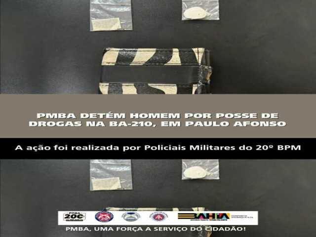 POLICIA MILITAR DETÉM HOMEM POR POSSE DE DROGAS NA BA-210, EM PAULO AFONSO