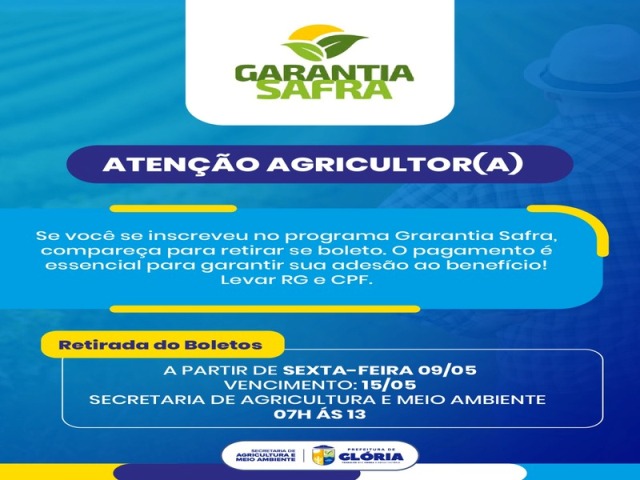 Prefeitura de Glória iniciou entrega dos boletos do Garantia-Safra 2024/2025 na última sexta-feira (03)