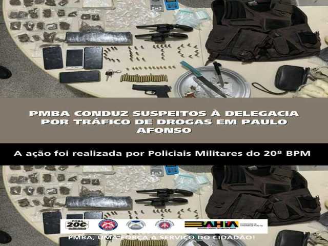 POLICIA MILITAR CONDUZ SUSPEITOS À DELEGACIA POR TRÁFICO DE DROGAS EM PAULO AFONSO