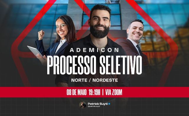 Patrick Suyti realiza seletiva online e gratuita para contratação de Consultores e Gestores nas Unidades de Negócios Ademicon do Norte e Nordeste com o método M15