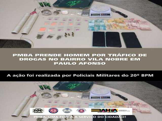 POLICIA MILITAR PRENDE HOMEM POR TRÁFICO DE DROGAS NO BAIRRO VILA NOBRE EM PAULO AFONSO