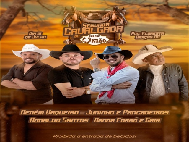 Cavalgada do Parque União acontece dia 19 de julho, em Araçás (BA)