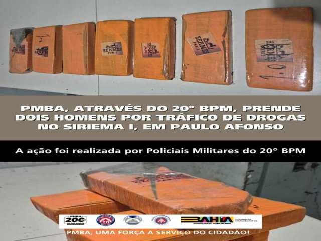 POLICIA MILITAR PRENDE DOIS HOMENS POR TRÁFICO DE DROGAS NO SIRIEMA I, EM PAULO AFONSO