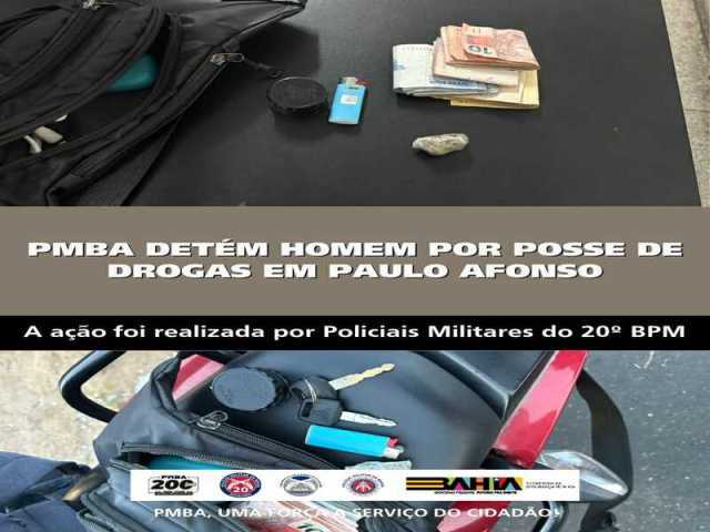 POLICIA MILITAR DETÉM HOMEM POR POSSE DE DROGAS EM PAULO AFONSO