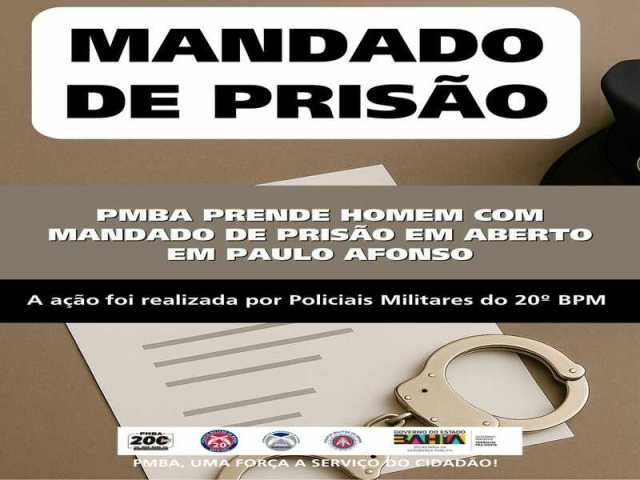 POLICIA MILITAR PRENDE HOMEM COM MANDADO DE PRISÃO EM ABERTO EM PAULO AFONSO