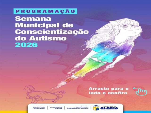 Prefeitura de Glória promove Semana Municipal de Conscientização do Autismo 2026