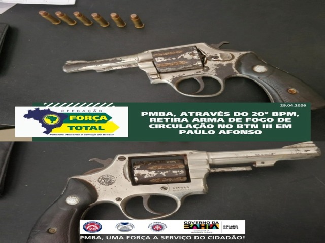 POLICIA MILITAR, ATRAVÉS DO 20º BPM, RETIRA ARMA DE FOGO DE CIRCULAÇÃO NO BTN III EM PAULO AFONSO