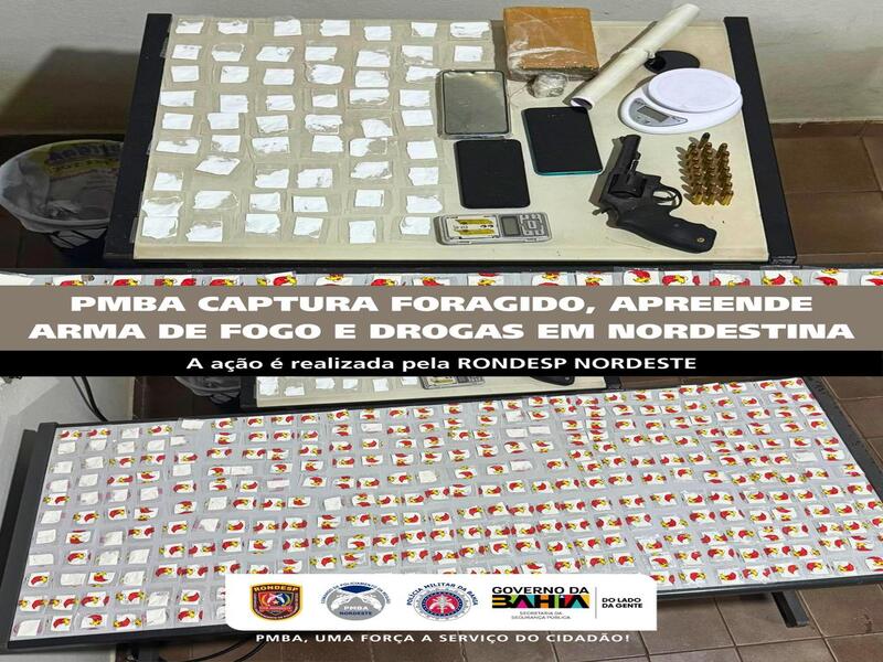 RONDESP NORDESTE CUMPRE MANDADO DE PRISÃO E APREENDE ARMA, DROGAS EM NORDESTINA-BA