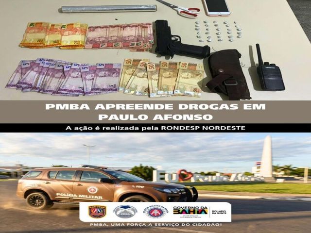 RONDESP NORDESTE APREENDE DROGAS E PRENDE SUSPEITO POR TRÁFICO NO CENTRO DE PAULO AFONSO