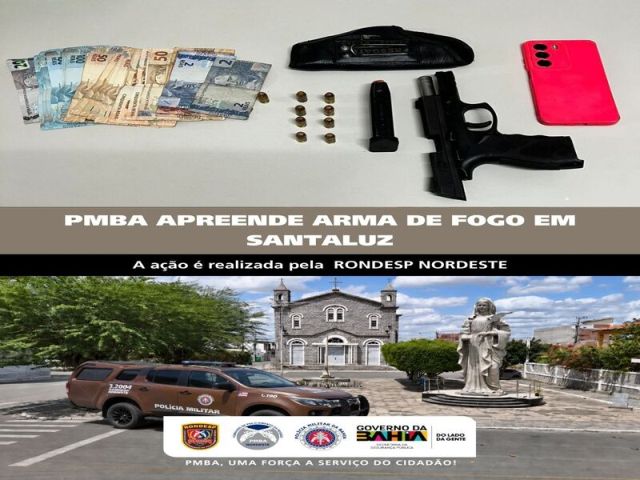Polícia Militar prende homem com pistola .40 em Santaluz