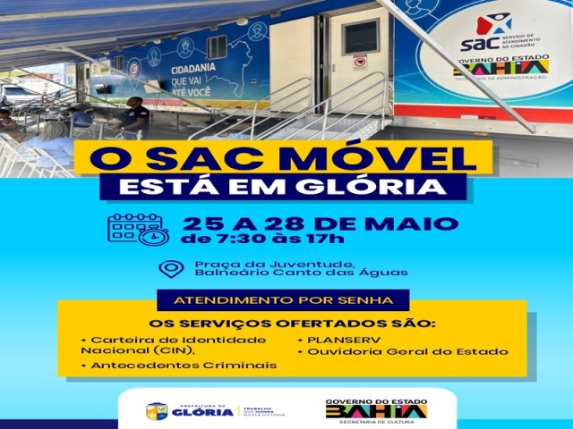 SAC Móvel chega a Glória com serviços de cidadania para a população