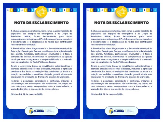 NOTA DE ESCLARECIMENTO | Transporte Escolar