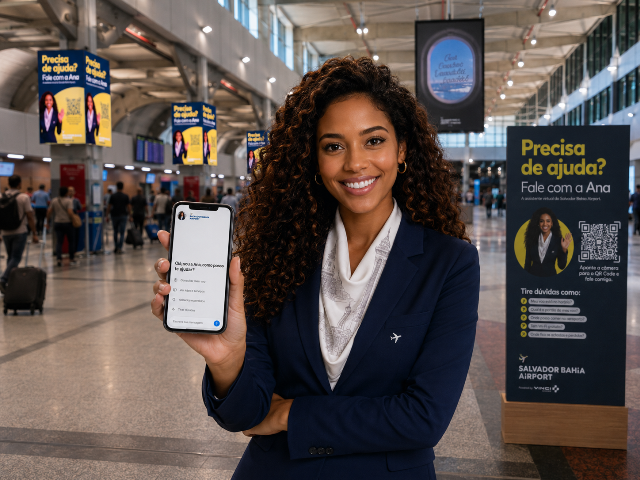 Aeroporto de Salvador lança nova versão da assistente virtual Ana com IA generativa