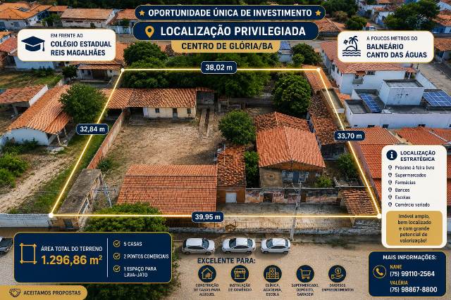 OPORTUNIDADE EXCLUSIVA DE INVESTIMENTO NO CENTRO DE GLÓRIA – BA
