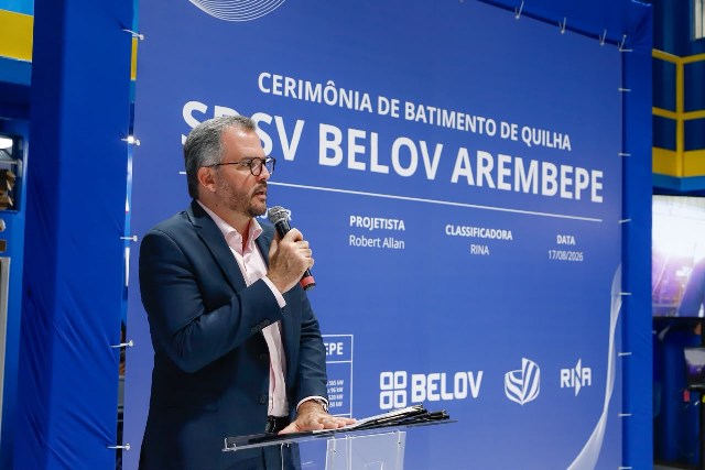 Batimento de quilha da embarcação “SDSV Arembepe” marca nova fase de investimentos no setor naval da Bahia