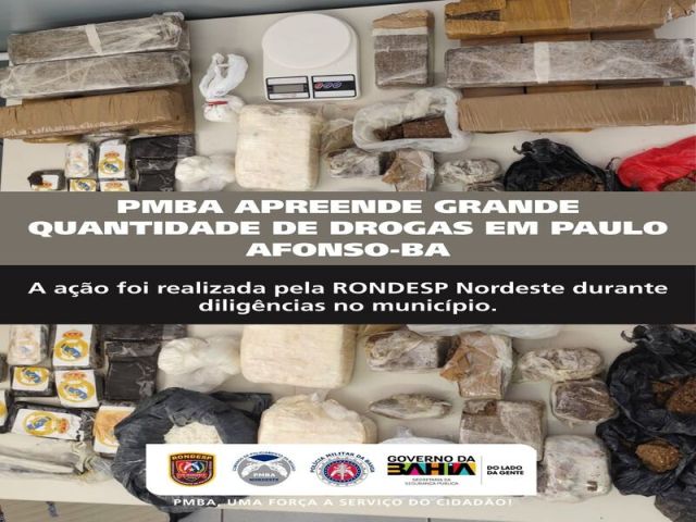 Polícia Militar apreende substâncias suspeitas de maconha, cocaína e haxixe em Paulo Afonso